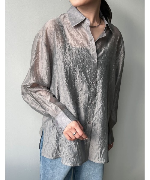 Re:EDIT（リエディ）の「[神山まりあさん着用][2024SS COLLECTION]シアーワッシャーシャツ（シャツ/ブラウス・レディース・ベージュ/モカ/ブラック/グレー/ブルー/ホワイト/グリーン・MEDIUM/LARGE）」の18枚目の写真