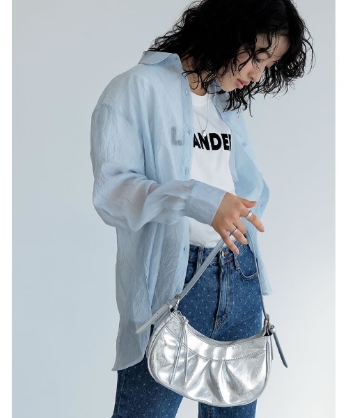 Re:EDIT（リエディ）の「[神山まりあさん着用][2024SS COLLECTION]シアーワッシャーシャツ（シャツ/ブラウス・レディース・ベージュ/モカ/ブラック/グレー/ブルー/ホワイト/グリーン・MEDIUM/LARGE）」の19枚目の写真
