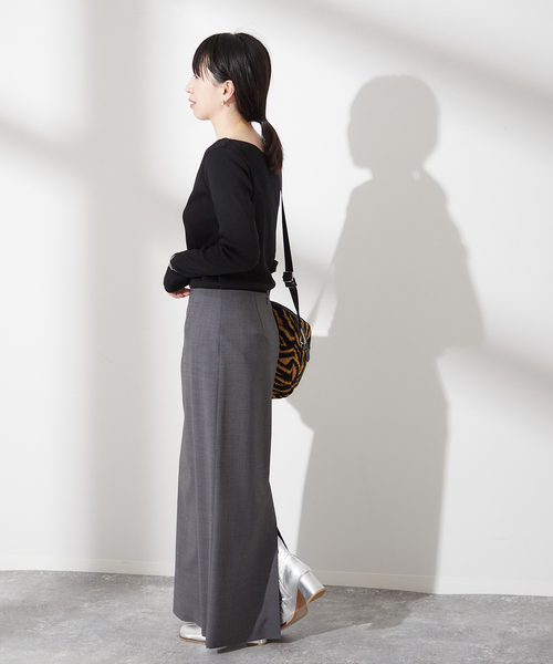 journal standard L'essage（ジャーナルスタンダードレサージュ）の「《追加》ヴィンテージリブ アシメプルオーバー（Tシャツ/カットソー・レディース・ブラック/ホワイト・FREE）」の4枚目の写真