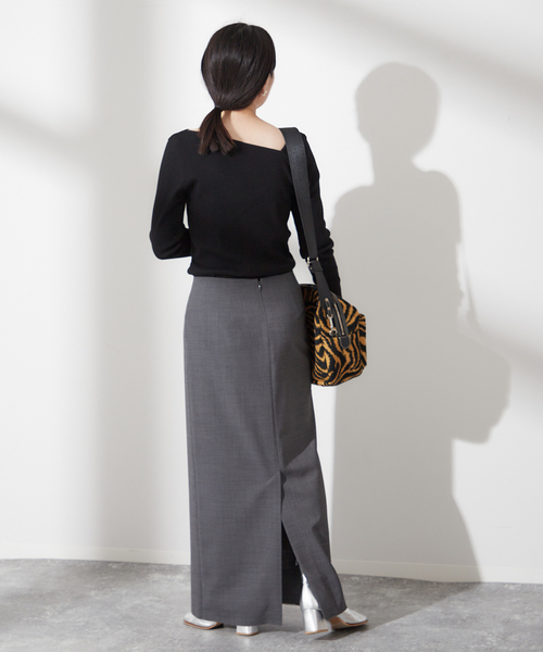 journal standard L'essage（ジャーナルスタンダードレサージュ）の「《追加》ヴィンテージリブ アシメプルオーバー（Tシャツ/カットソー・レディース・ブラック/ホワイト・FREE）」の5枚目の写真