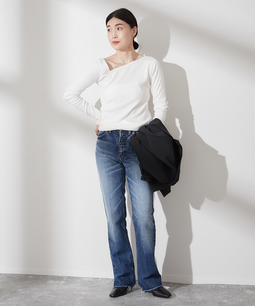 journal standard L'essage（ジャーナルスタンダードレサージュ）の「《追加》ヴィンテージリブ アシメプルオーバー（Tシャツ/カットソー・レディース・ブラック/ホワイト・FREE）」の9枚目の写真