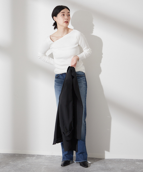 journal standard L'essage（ジャーナルスタンダードレサージュ）の「《追加》ヴィンテージリブ アシメプルオーバー（Tシャツ/カットソー・レディース・ブラック/ホワイト・FREE）」の11枚目の写真