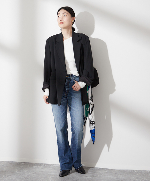 journal standard L'essage（ジャーナルスタンダードレサージュ）の「《追加》ヴィンテージリブ アシメプルオーバー（Tシャツ/カットソー・レディース・ブラック/ホワイト・FREE）」の13枚目の写真