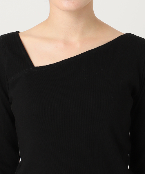 journal standard L'essage（ジャーナルスタンダードレサージュ）の「《追加》ヴィンテージリブ アシメプルオーバー（Tシャツ/カットソー・レディース・ブラック/ホワイト・FREE）」の18枚目の写真