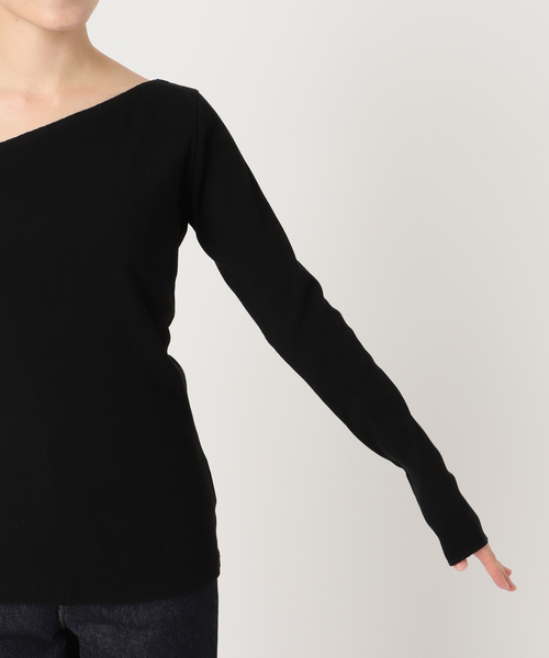 journal standard L'essage（ジャーナルスタンダードレサージュ）の「《追加》ヴィンテージリブ アシメプルオーバー（Tシャツ/カットソー・レディース・ブラック/ホワイト・FREE）」の19枚目の写真