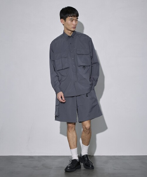 Firsthand（ファーストハンド）の「Firsthand/ファーストハンド REポリエステル ユーティリティ ロングスリーブシャツ（シャツ/ブラウス・メンズ・ブラック/チャコールグレー・MEDIUM/LARGE）」の5枚目の写真