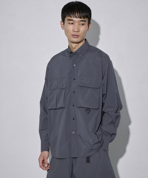 Firsthand（ファーストハンド）の「Firsthand/ファーストハンド REポリエステル ユーティリティ ロングスリーブシャツ（シャツ/ブラウス・メンズ・ブラック/チャコールグレー・MEDIUM/LARGE）」の4枚目の写真