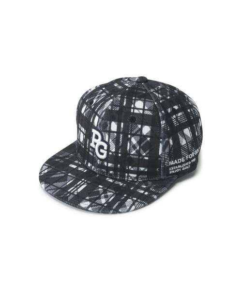 【PEARLY GATES】バイヤスチェックプリント フラットブリムキャップ (UNISEX)