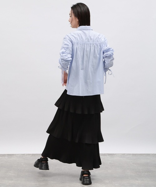 LAKOLE（ラコレ）の「ケシプリーツティアードスカート / 108668（スカート・レディース・ブラック/グレー/アイボリー/ブラウン・MEDIUM/SMALL）」の7枚目の写真