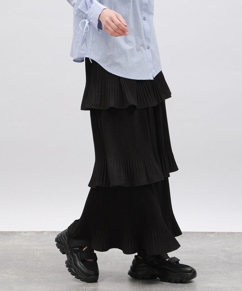LAKOLE（ラコレ）の「ケシプリーツティアードスカート / 108668（スカート・レディース・ブラック/グレー/アイボリー/ブラウン・MEDIUM/SMALL）」の8枚目の写真
