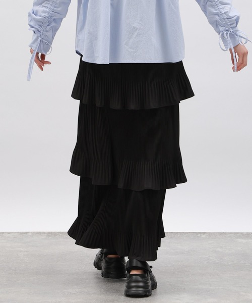 LAKOLE（ラコレ）の「ケシプリーツティアードスカート / 108668（スカート・レディース・ブラック/グレー/アイボリー/ブラウン・MEDIUM/SMALL）」の9枚目の写真