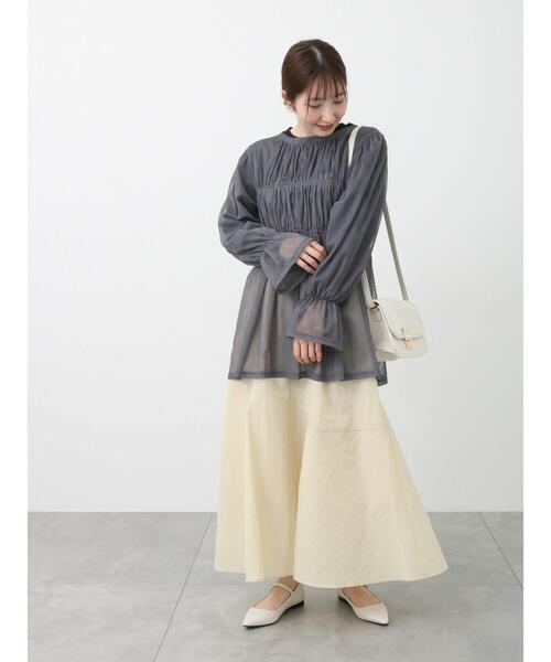 Te chichi TERRASSE（テチチテラス）の「ナイロンギャザースカート（スカート・レディース・ブラック/ベージュ/ブルー・F）」の8枚目の写真