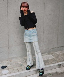 atmos pink | atmos pink フリンジ デニム フレアパンツ(デニムパンツ)
