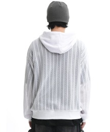 パーカー 「OY/オーワイ」 LOGO STRIPED CROCHET HOODIE ZIP UP/ボーダーロゴクロシェットフード付きシップアップ レ OY/オーワイ』 LOGO STRIPED CROCHET HOODIE ZIP UP/ボーダー