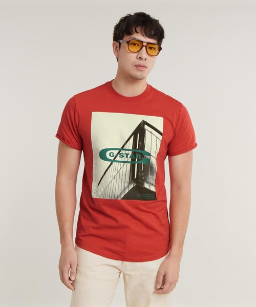 送料込★G-Star★Hq Oldskool Logo Lash Tシャツ G-STAR RAW（ジースターロゥ）の「HQ OLD SCHOOL LOGO LASH T