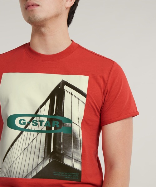 G-STAR(ジースター)の「HQ OLD SCHOOL LOGO LASH T-SHIRT/クラシックロゴプリントフォトTシャツ(Tシャツ/カットソー・メンズ・ピンク系その他/ホワイト/ダークブラック・SMALL/X-SMALL/X-LARGE/LARGE/MEDIUM)」の15枚目の写真