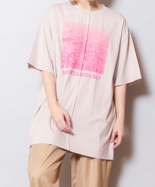 OSMOSIS（オズモーシス）の「ピンタックプリントTシャツ（Tシャツ/カットソー・レディース・ホワイト/ブラック/ライトベージュ・ONE SIZE）」の3枚目の写真