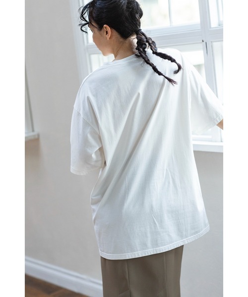 OSMOSIS（オズモーシス）の「ピンタックプリントTシャツ（Tシャツ/カットソー・レディース・ホワイト/ブラック/ライトベージュ・ONE SIZE）」の6枚目の写真