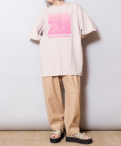 OSMOSIS（オズモーシス）の「ピンタックプリントTシャツ（Tシャツ/カットソー・レディース・ホワイト/ブラック/ライトベージュ・ONE SIZE）」の12枚目の写真