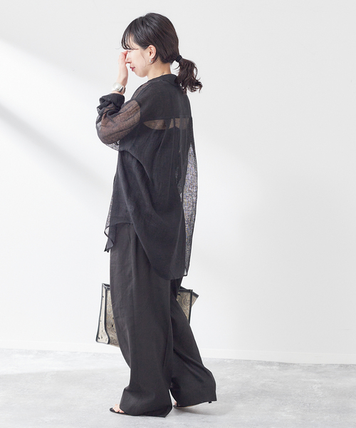 journal standard L'essage（ジャーナルスタンダードレサージュ）の「シアーリネンロングシャツ（シャツ/ブラウス・レディース・ブラック/ホワイト/ベージュ・FREE）」の12枚目の写真