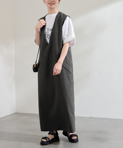 FRAMeWORK(フレームワーク)の「VN I-LINE ワンピース(ワンピース・レディース・チャコールグレー/ブラック・36/38)」の2枚目の写真