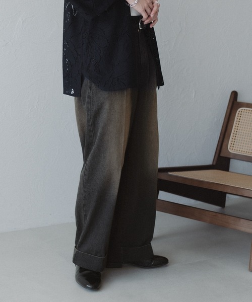 epnok（エプノック）の「ロールアップデニムバギーパンツ（デニムパンツ・メンズ・ライトインディゴブルー/ダークブルー/ブラック系その他/グレイッシュブルー・SMALL/MEDIUM/LARGE）」の7枚目の写真