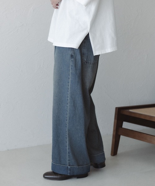 epnok（エプノック）の「ロールアップデニムバギーパンツ（デニムパンツ・メンズ・ライトインディゴブルー/ダークブルー/ブラック系その他/グレイッシュブルー・SMALL/MEDIUM/LARGE）」の21枚目の写真