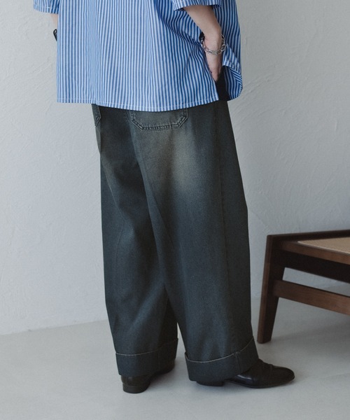 epnok（エプノック）の「ロールアップデニムバギーパンツ（デニムパンツ・メンズ・ライトインディゴブルー/ダークブルー/ブラック系その他/グレイッシュブルー・SMALL/MEDIUM/LARGE）」の14枚目の写真