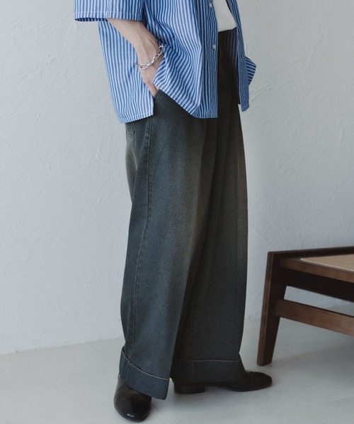 epnok（エプノック）の「ロールアップデニムバギーパンツ（デニムパンツ・メンズ・ライトインディゴブルー/ダークブルー/ブラック系その他/グレイッシュブルー・SMALL/MEDIUM/LARGE）」の15枚目の写真