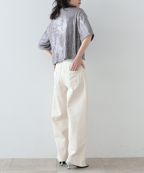 GALLEST（ギャレスト）の「◆シャイニークロップドTシャツ（Tシャツ/カットソー・レディース・ブロンズ/シルバー系その他/シルバー・38）」の5枚目の写真