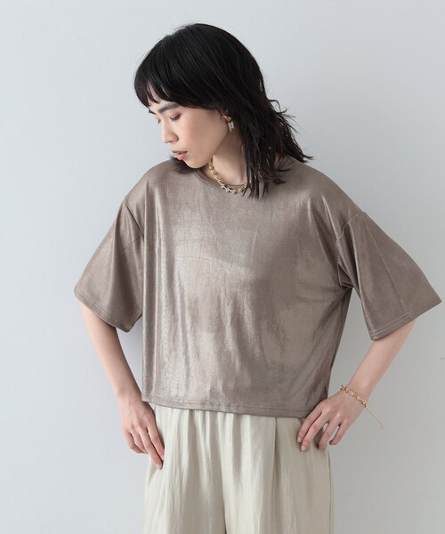 GALLEST（ギャレスト）の「◆シャイニークロップドTシャツ（Tシャツ/カットソー・レディース・ブロンズ/シルバー系その他/シルバー・38）」の11枚目の写真