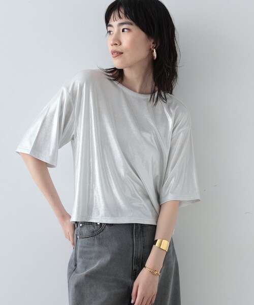 GALLEST（ギャレスト）の「◆シャイニークロップドTシャツ（Tシャツ/カットソー・レディース・ブロンズ/シルバー系その他/シルバー・38）」の15枚目の写真