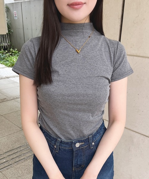 MIIA（ミーア）の「サイドギャザープチハイカットソー（Tシャツ/カットソー・レディース・ライトグレー/ブラック/オフホワイト・FREE）」の11枚目の写真