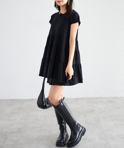tocco closet(トッコ クローゼット)の「【ZOZO限定】ティアードチュニックトップス(Tシャツ/カットソー・レディース・チャコール/モカ/ブラック/グレイッシュベージュ・M)」の9枚目の写真
