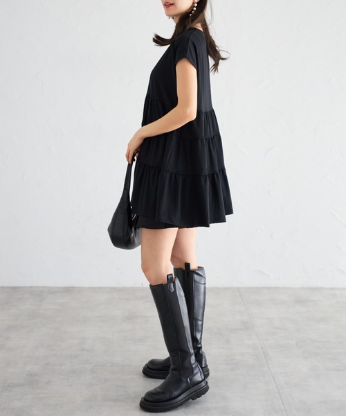 tocco closet(トッコ クローゼット)の「【ZOZO限定】ティアードチュニックトップス(Tシャツ/カットソー・レディース・チャコール/モカ/ブラック/グレイッシュベージュ・M)」の10枚目の写真