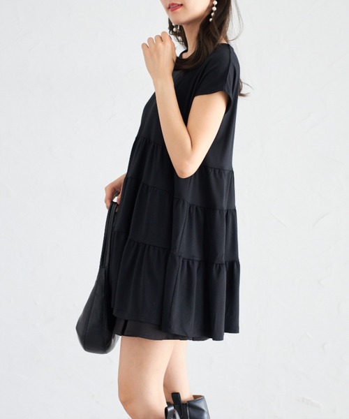 tocco closet(トッコ クローゼット)の「【ZOZO限定】ティアードチュニックトップス(Tシャツ/カットソー・レディース・チャコール/モカ/ブラック/グレイッシュベージュ・M)」の6枚目の写真