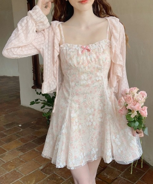 Sibra（シブラ）の「《新色追加》フリルレースシアーカーディガン（カーディガン/ボレロ・レディース・イエロー/ホワイト/ピンク/ブラック/グリーン/ブルー・M）」の10枚目の写真