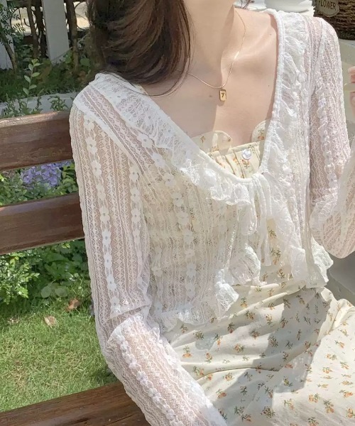 Sibra（シブラ）の「《新色追加》フリルレースシアーカーディガン