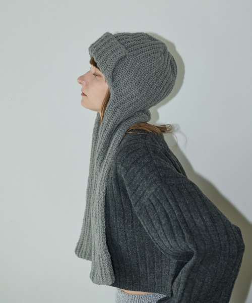 AIC.（エーアイシー）の「マフラーフライトニットキャップ（ニットキャップ/ビーニー・レディース・ブラック/オフホワイト/グレー・FREE）」の8枚目の写真