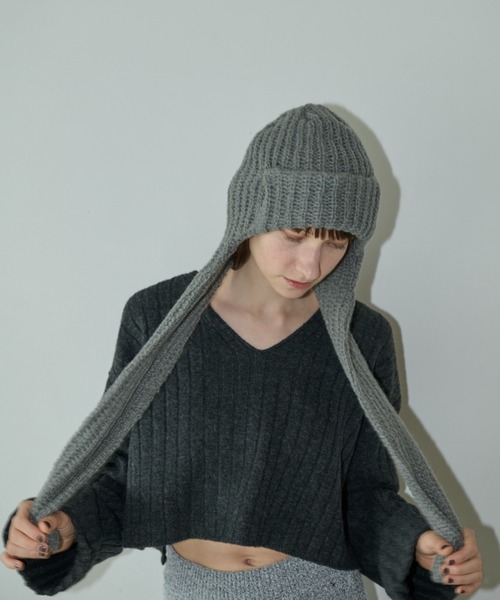 AIC.（エーアイシー）の「マフラーフライトニットキャップ（ニットキャップ/ビーニー・レディース・ブラック/オフホワイト/グレー・FREE）」の10枚目の写真