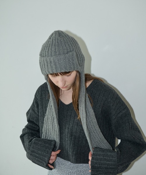 AIC.（エーアイシー）の「マフラーフライトニットキャップ（ニットキャップ/ビーニー・レディース・ブラック/オフホワイト/グレー・FREE）」の11枚目の写真