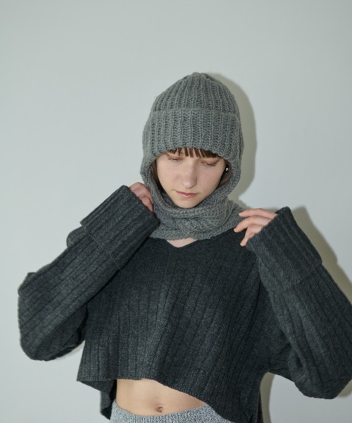 AIC.（エーアイシー）の「マフラーフライトニットキャップ（ニットキャップ/ビーニー・レディース・ブラック/オフホワイト/グレー・FREE）」の13枚目の写真