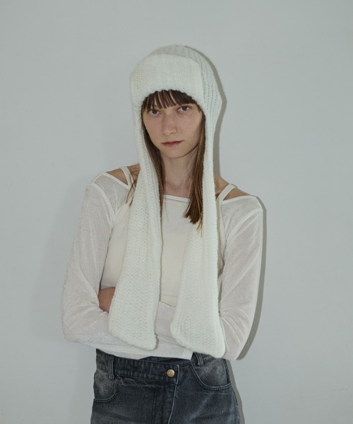 AIC.（エーアイシー）の「マフラーフライトニットキャップ（ニットキャップ/ビーニー・レディース・ブラック/オフホワイト/グレー・FREE）」の16枚目の写真