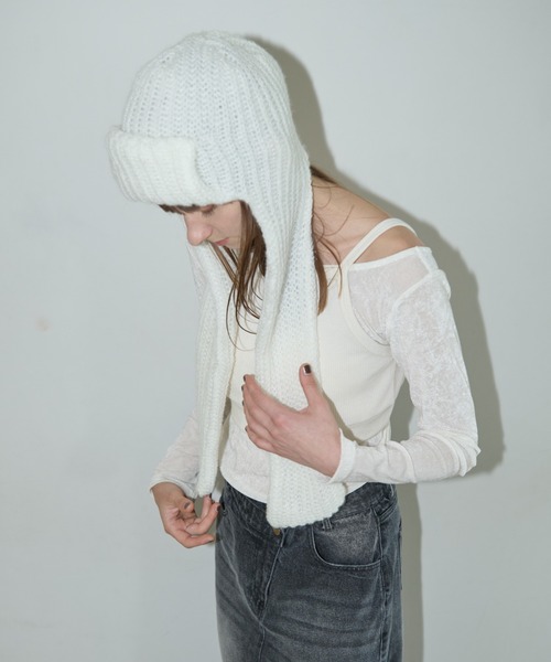 AIC.（エーアイシー）の「マフラーフライトニットキャップ（ニットキャップ/ビーニー・レディース・ブラック/オフホワイト/グレー・FREE）」の18枚目の写真