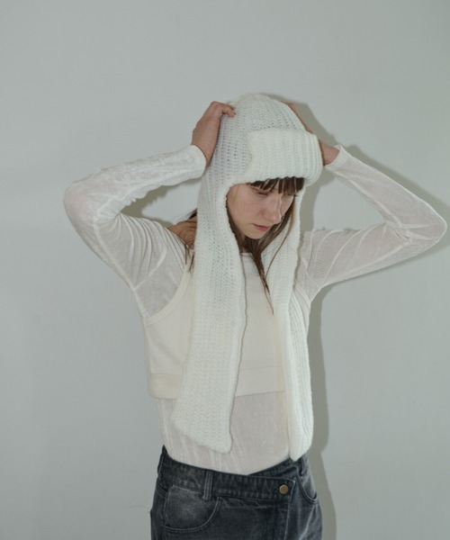 AIC.（エーアイシー）の「マフラーフライトニットキャップ（ニットキャップ/ビーニー・レディース・ブラック/オフホワイト/グレー・FREE）」の22枚目の写真