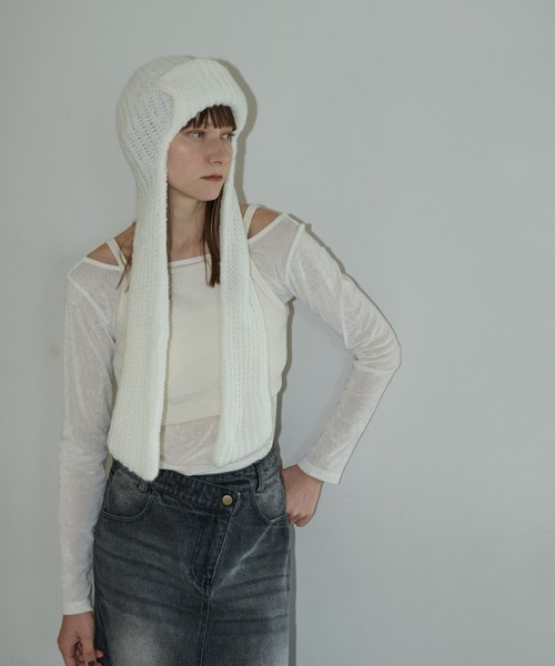 AIC.（エーアイシー）の「マフラーフライトニットキャップ（ニットキャップ/ビーニー・レディース・ブラック/オフホワイト/グレー・FREE）」の21枚目の写真