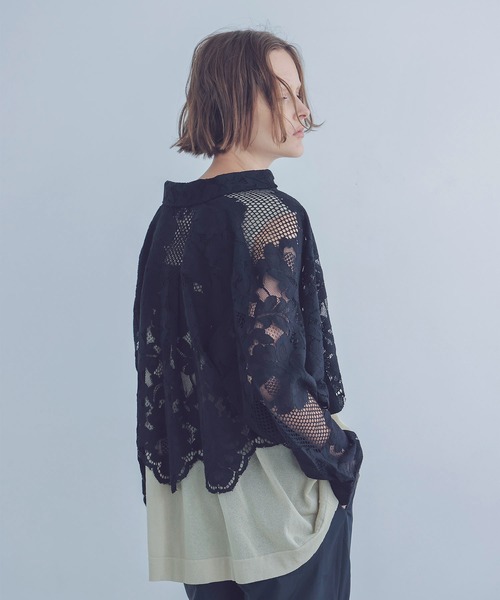 BIRGITTE HERSKIND（ビギッテヘアスキン）の「HERSKIND / jetta shirt(レースミドリフ丈シャツ)（シャツ/ブラウス・レディース・ブラック・34）」の3枚目の写真