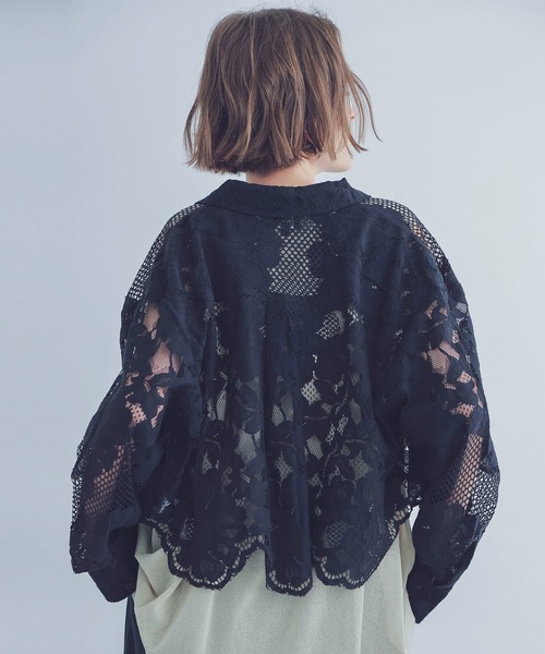 BIRGITTE HERSKIND（ビギッテヘアスキン）の「HERSKIND / jetta shirt(レースミドリフ丈シャツ)（シャツ/ブラウス・レディース・ブラック・34）」の4枚目の写真
