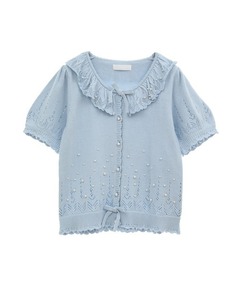 【美品】ピンクハウス★かぶせ段々フリルがキュートなブラウス ノースリーブ キュートなローズ柄♪薄手 春夏 茶系 z9958ｓ セール】 フリル使いノースリーブブラウス （シャツ・ブラウス