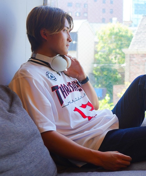 THRASHER(スラッシャー)の「【ムラサキスポーツ限定】THRASHER/スラッシャー ゲームシャツ/半袖Tシャツ オーバーサイズ ユニセックス THM-24SPSST09(Tシャツ/カットソー・メンズ・ホワイト/ブラック・M/XL/L)」の4枚目の写真